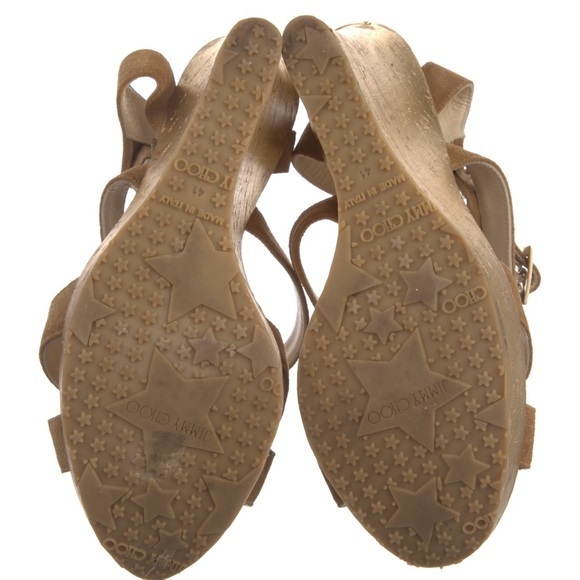 Jimmy Choo Leather Glitter Accent Sandals - Picture 7 of 13